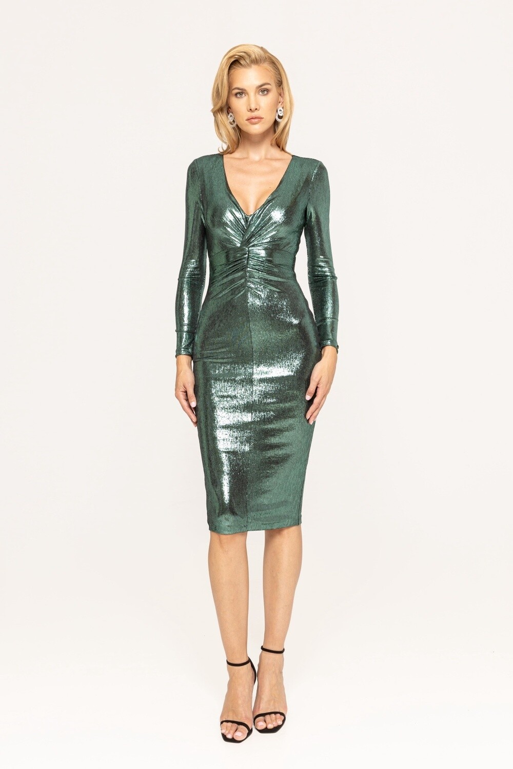 NA Lame midi dress green