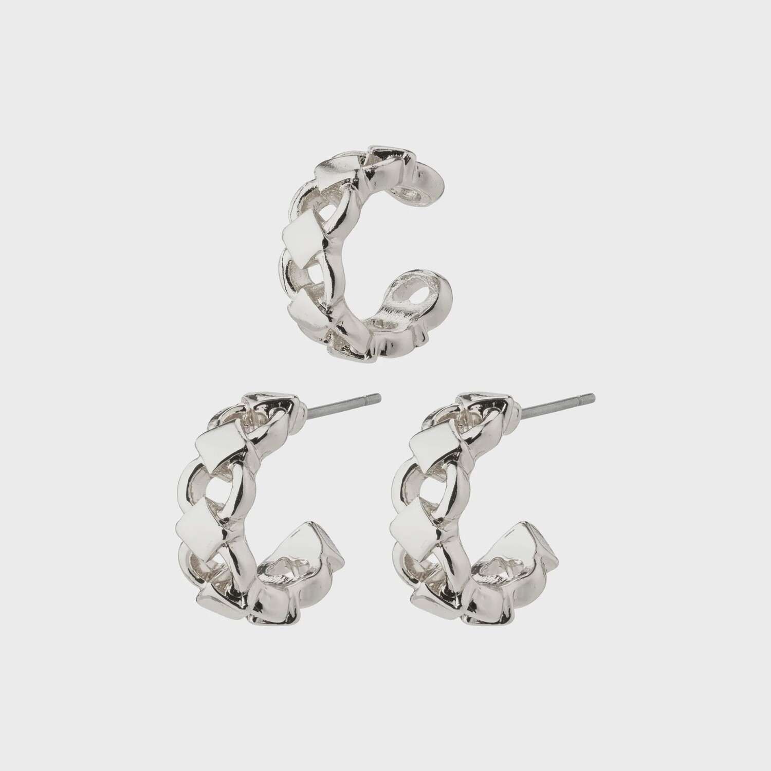 Desiree recycled hoop and cuff earrings silver-plated