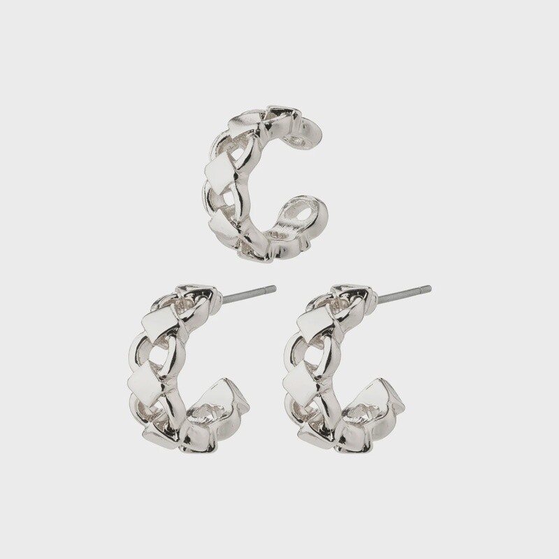 Desiree recycled hoop and cuff earrings silver-plated