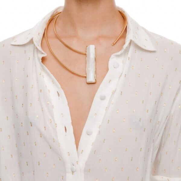 307636 Genelia Gold-plated necklace with Selenite