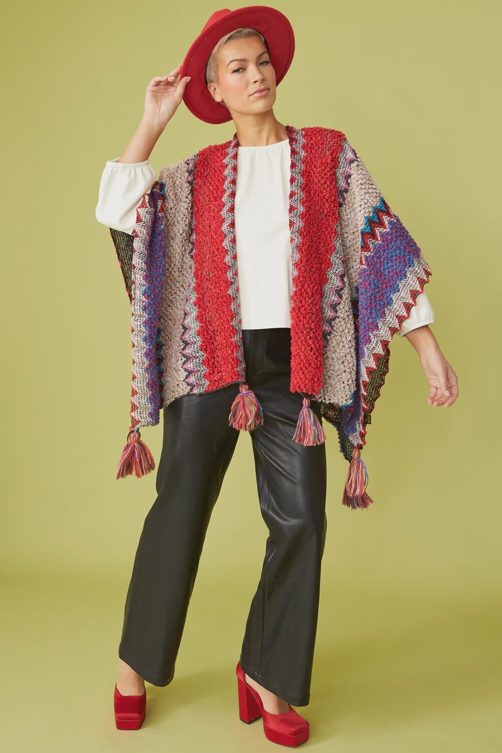 Red Cashmere and Silk Blend Shawl
