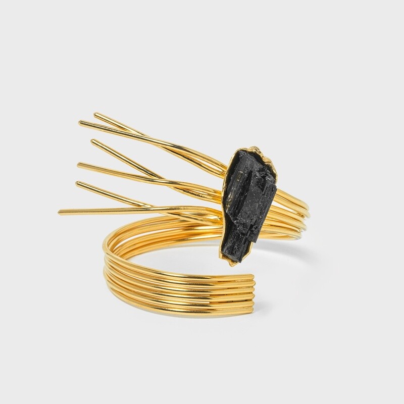 307595 Stormi Gold-Plated Bracelet with Black Tourmaline