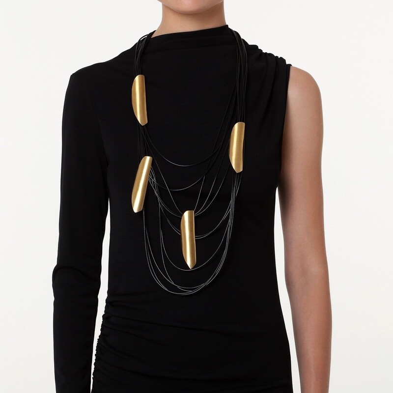 307177 Electra Necklace with Gold-Plated Elements and Cord