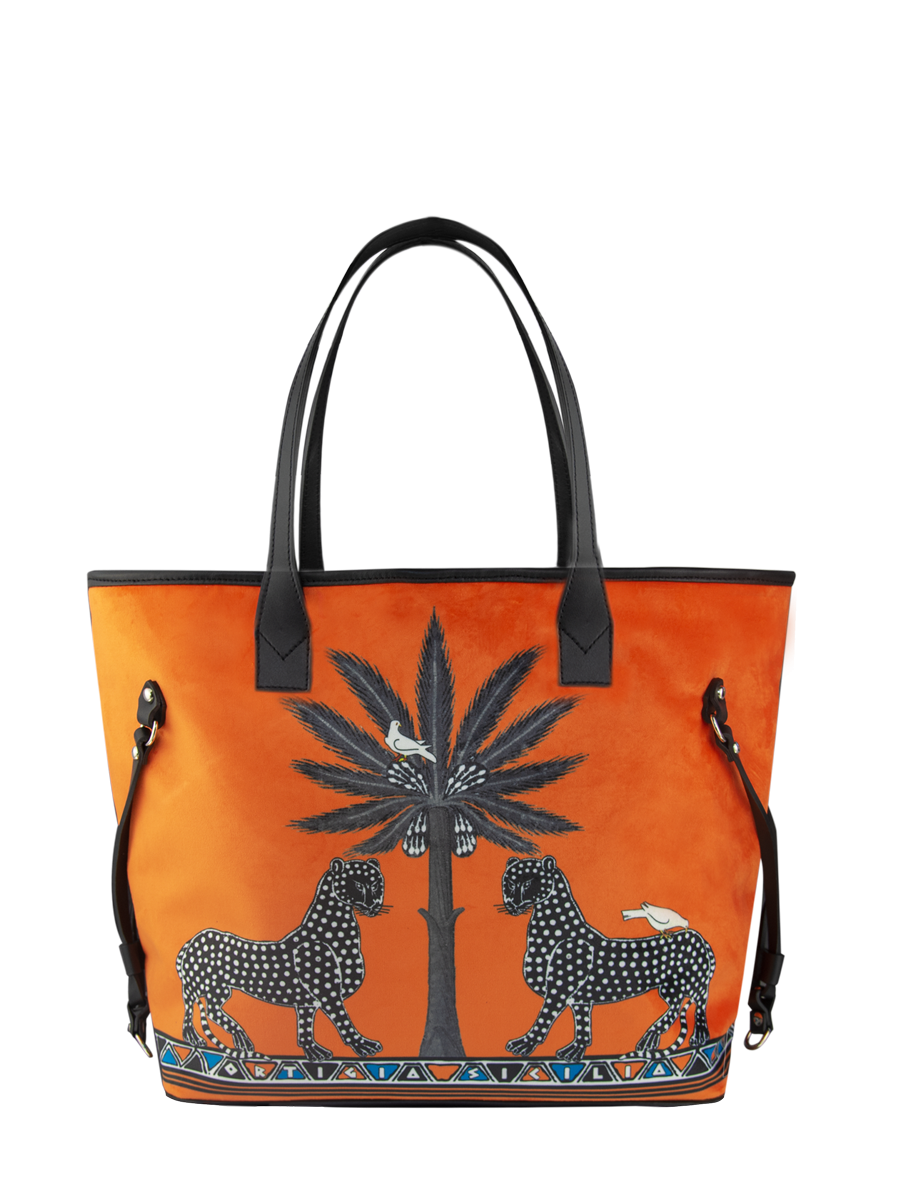 Velvet Tote Bag, Colour: Orange