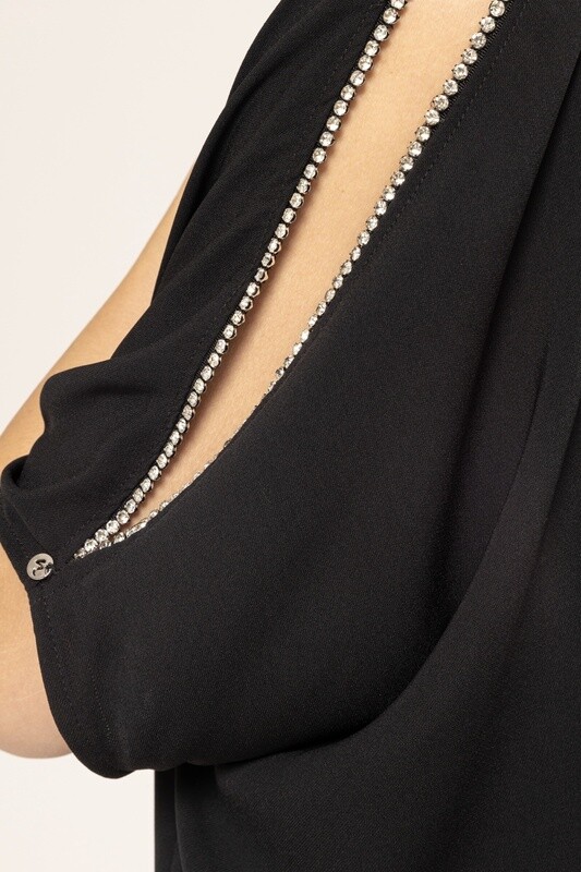 NA Black Crystal Embellished Top