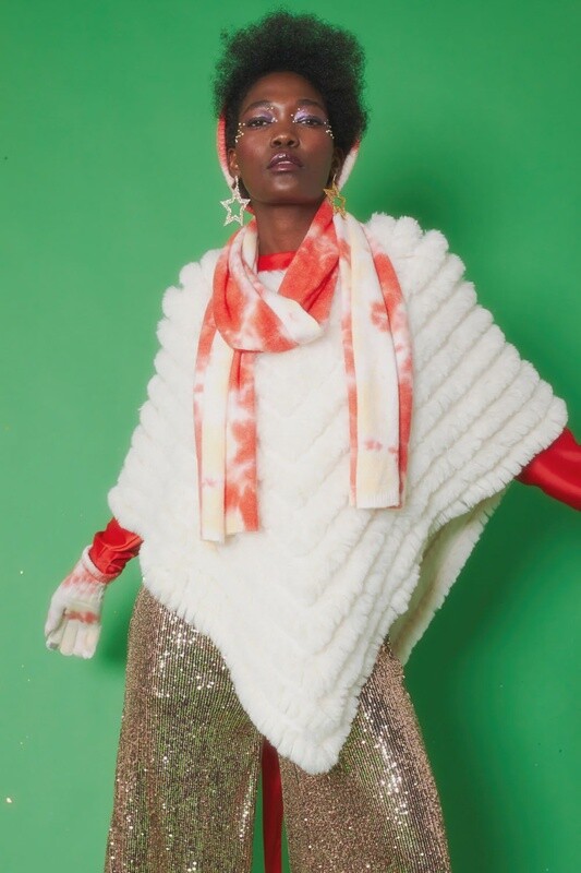 Faux Fur Cashmere Blend Poncho