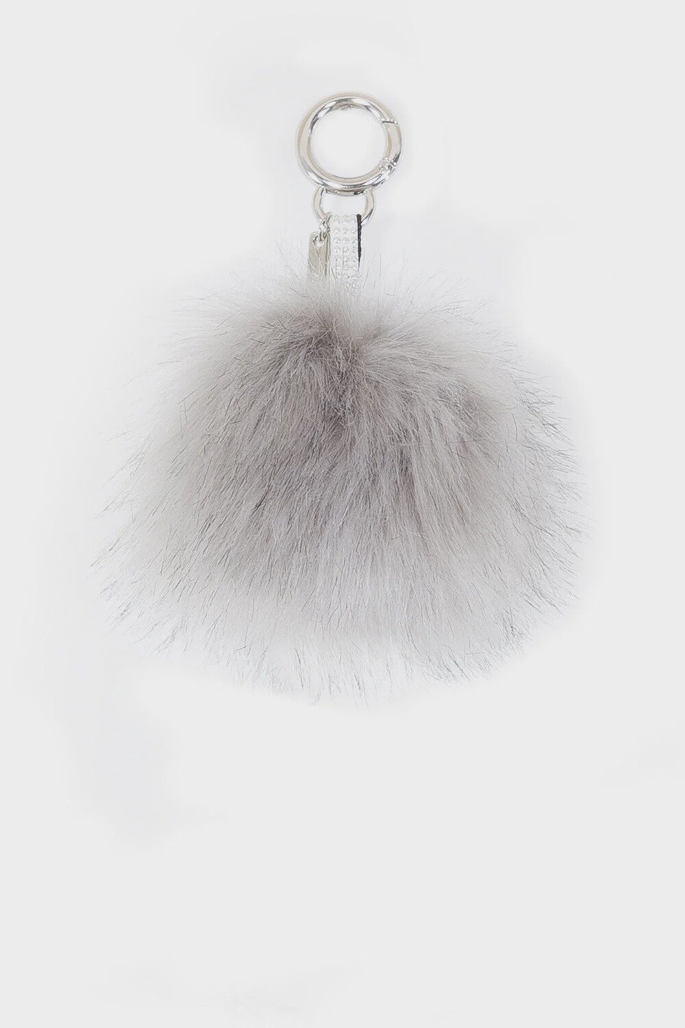 Faux Fur Pom Pom Keyring, Colour: Grey