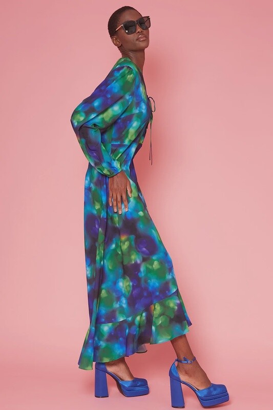Blue Silk Blend Maxi Dress