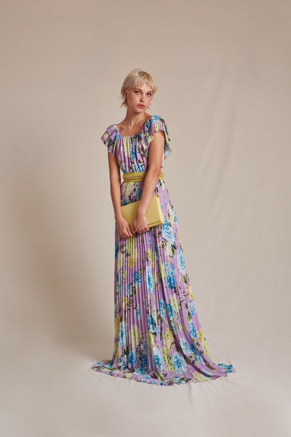 Lilac Purple Floral Dress Long