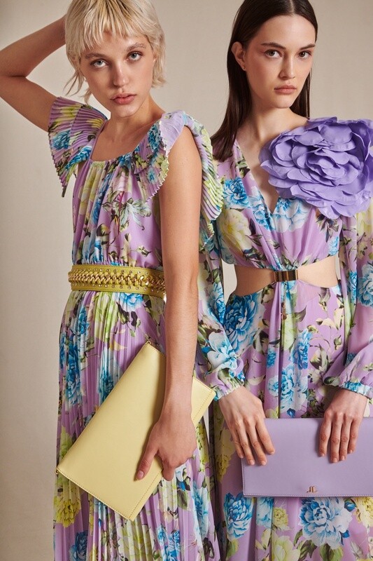 Lilac Purple Floral Dress Long
