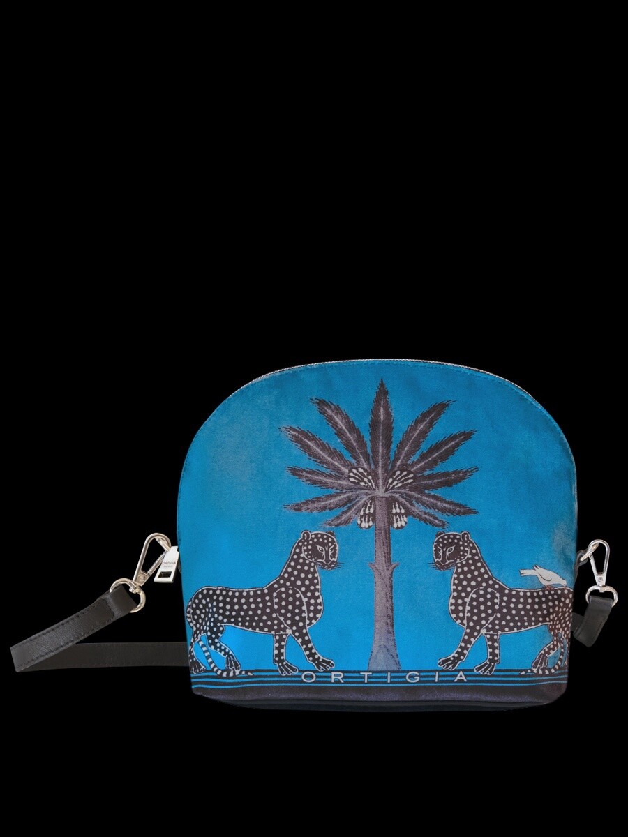 Velvet shoulder bag blue