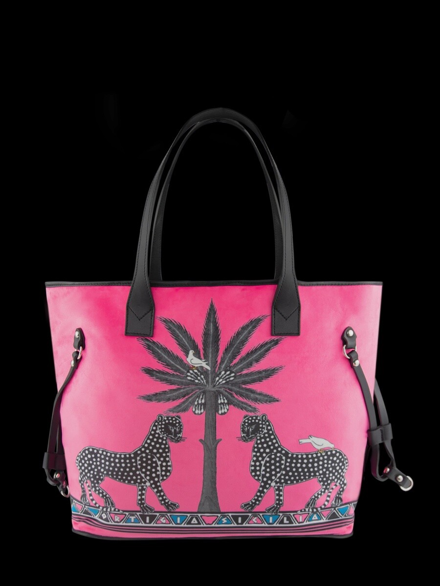 Velvet tote bag pink