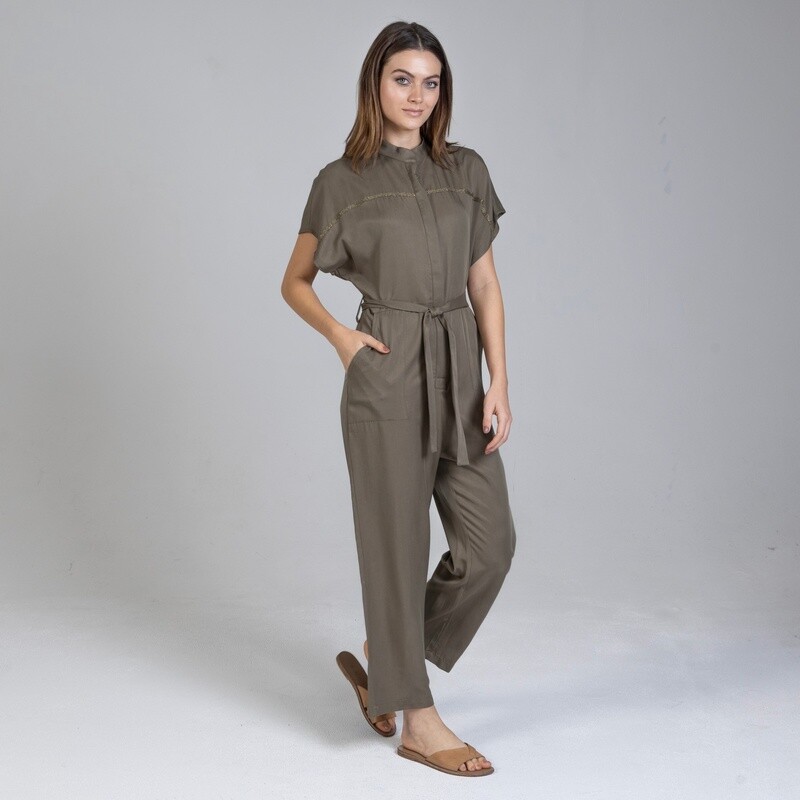 Khaki grey Tencel Jumpsuit