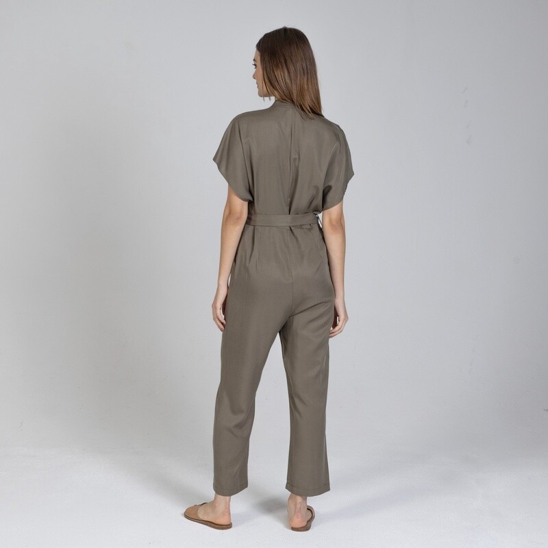 Khaki grey Tencel Jumpsuit
