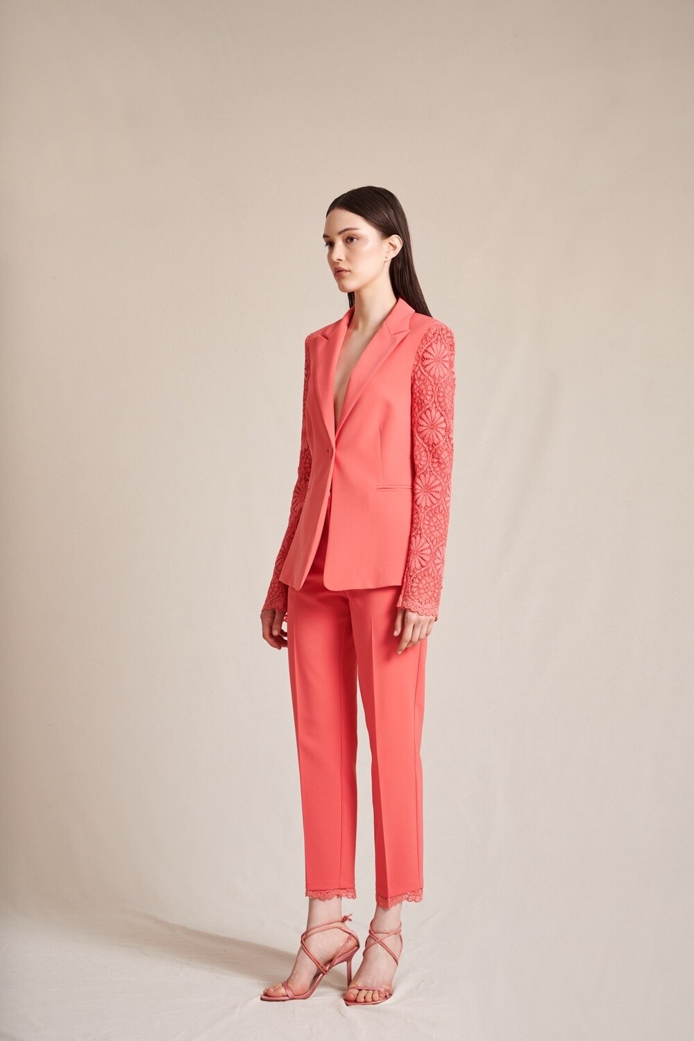 Coral Trouser with Lace Trim