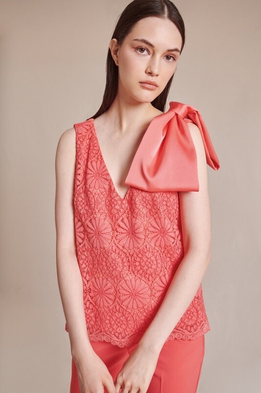 Coral Sleeveless Blouse