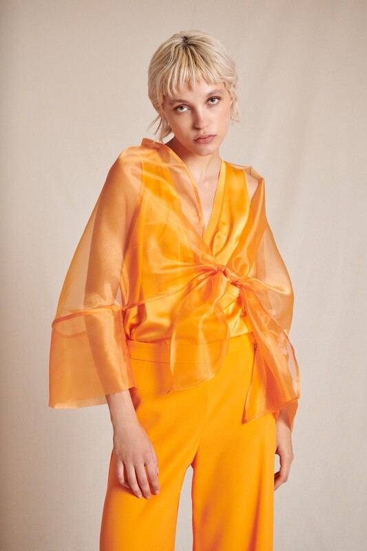 Orange Organza Shoulder Shrug