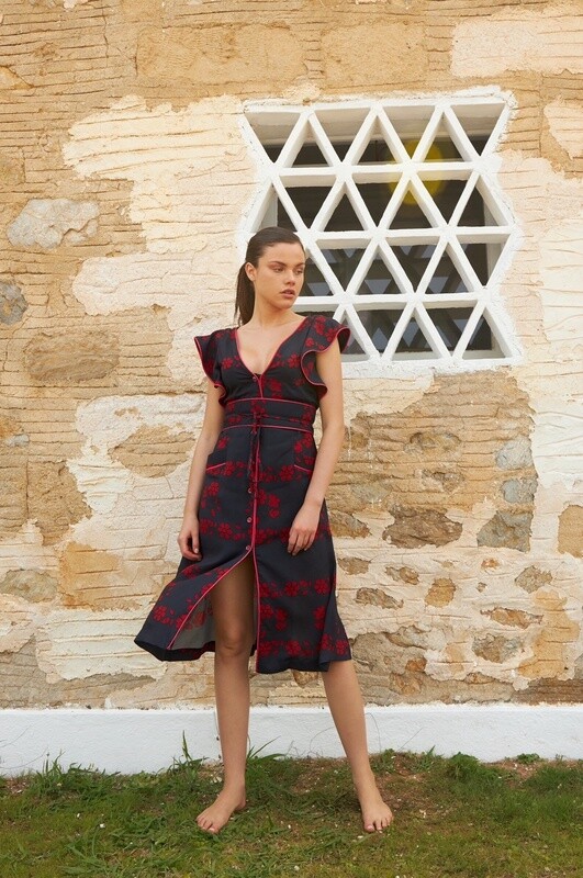 Bernade  Midi Dress Navy Blue