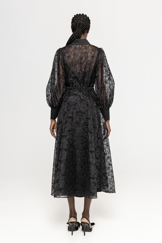 Black Belted Midi Dress