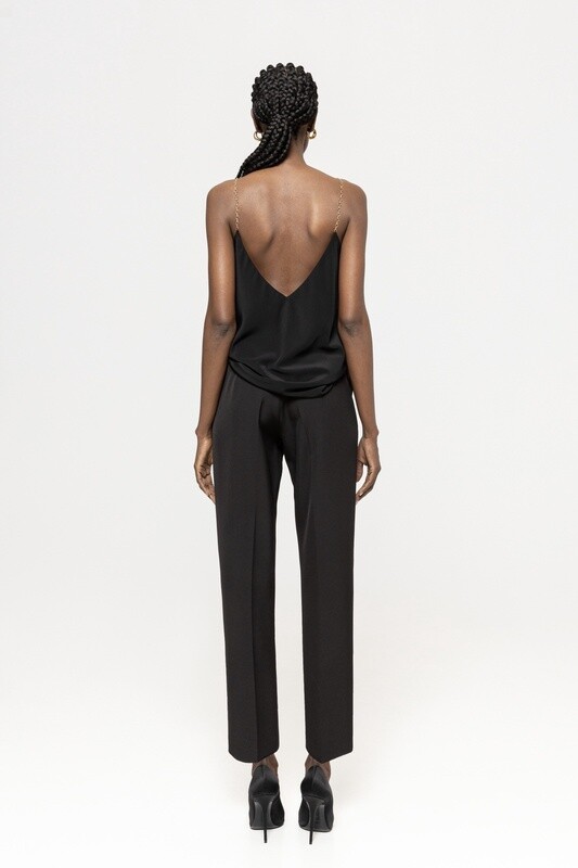 Gold Chain Camisole Top Black