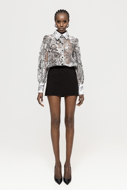 Black and White Print Organza Shirt