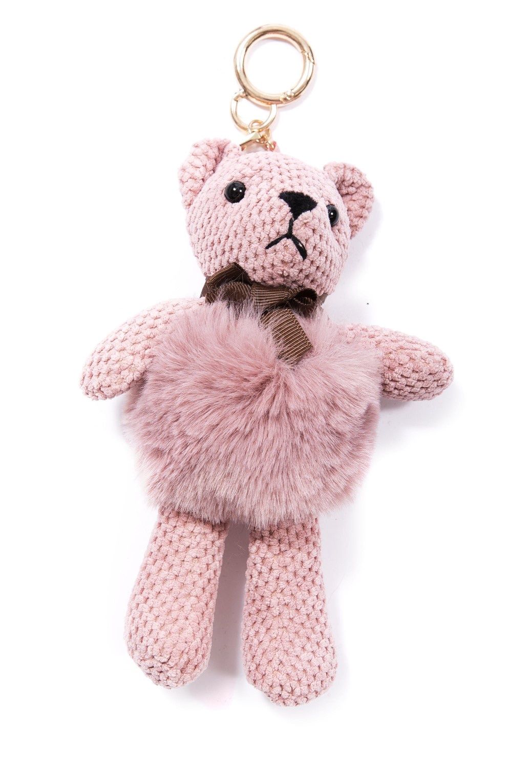 Pink Teddy Bear Bag Charm / Keyring