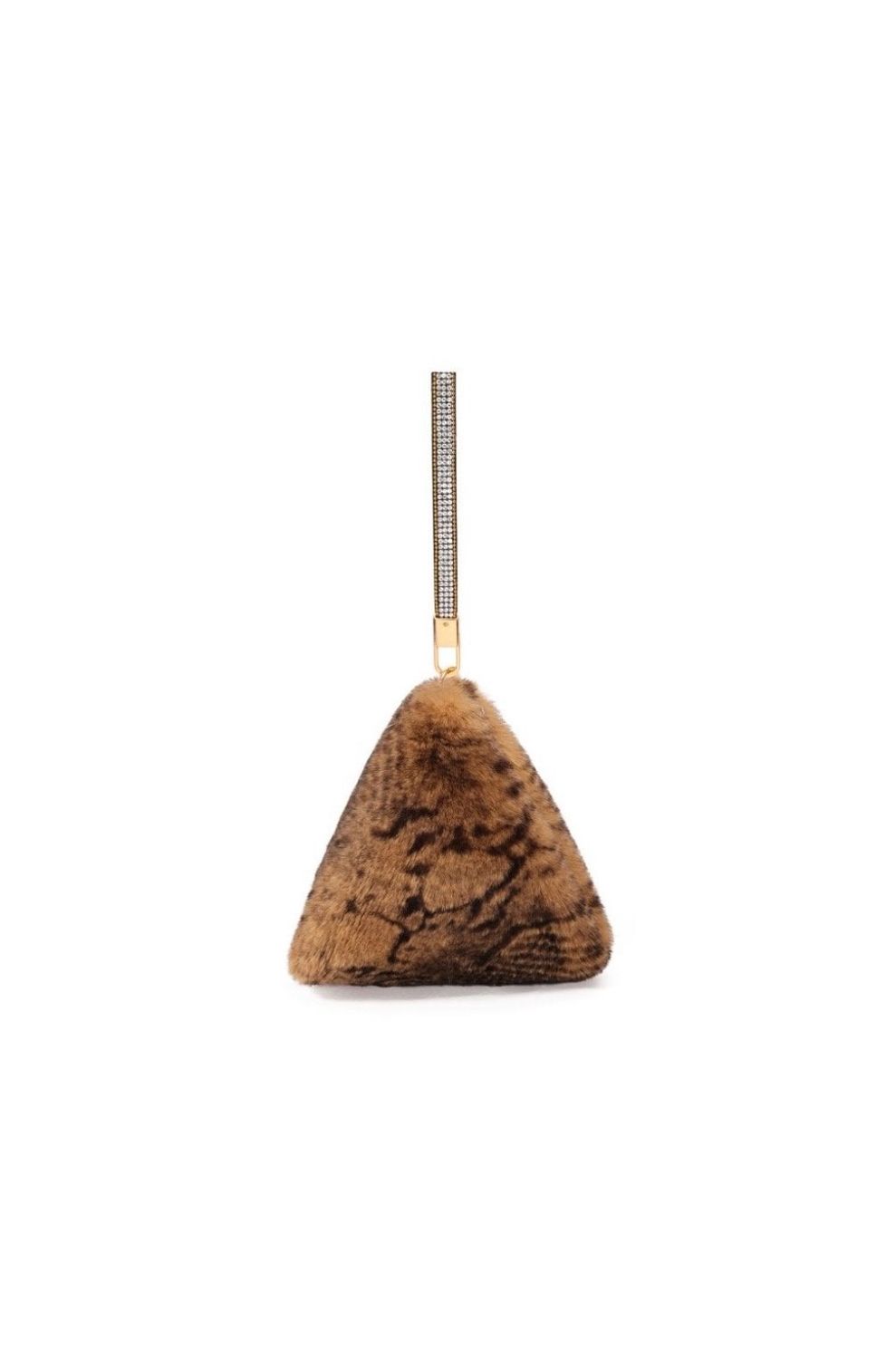 Chocolate printed Pyramid faux fur bag