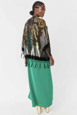 Black animal print silk Devore kimono jacket