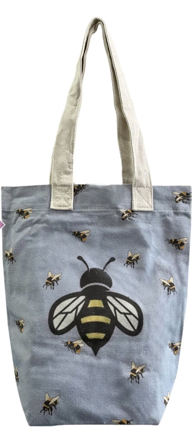 Bumble bee print cotton tote bag