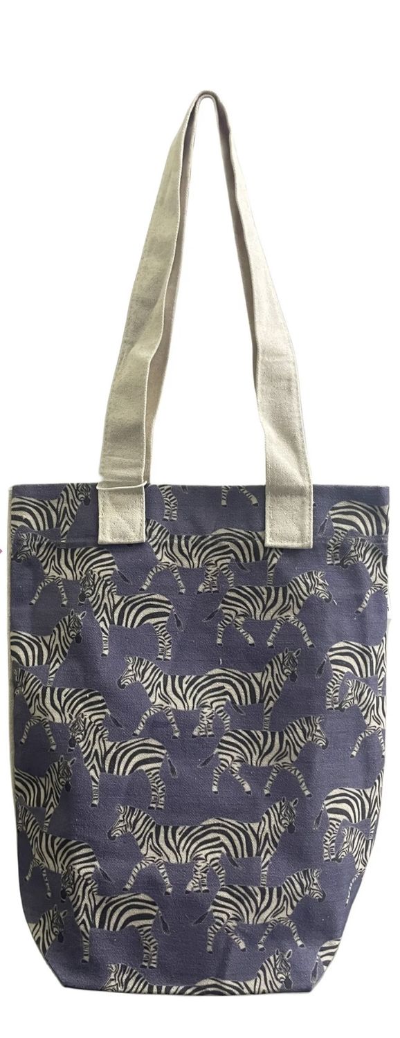 Zebra print cotton tote bag