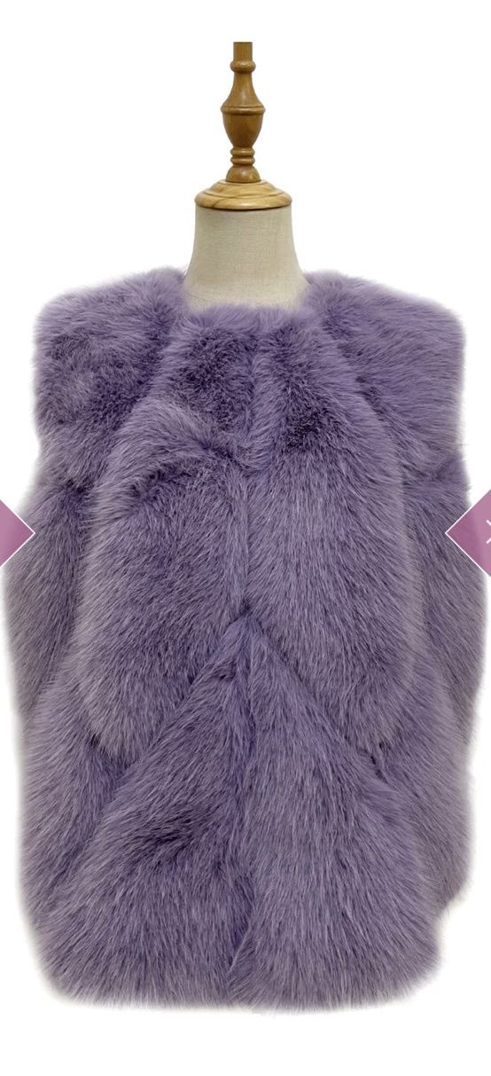Lilac faux fur diamond gilet jacket