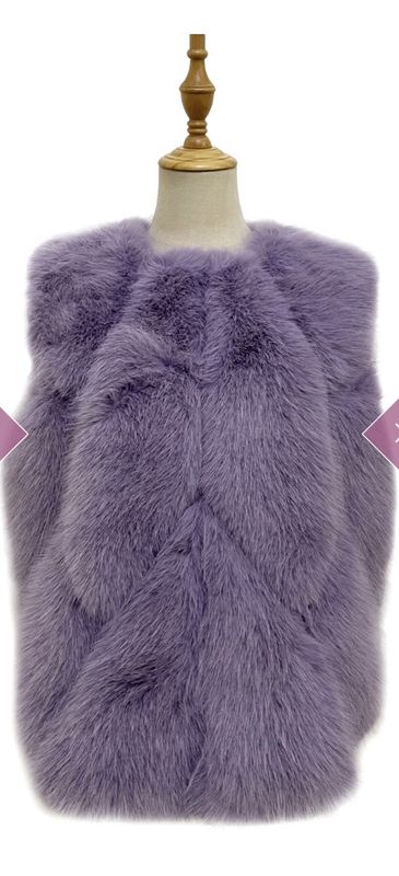 Lilac faux fur diamond gilet jacket