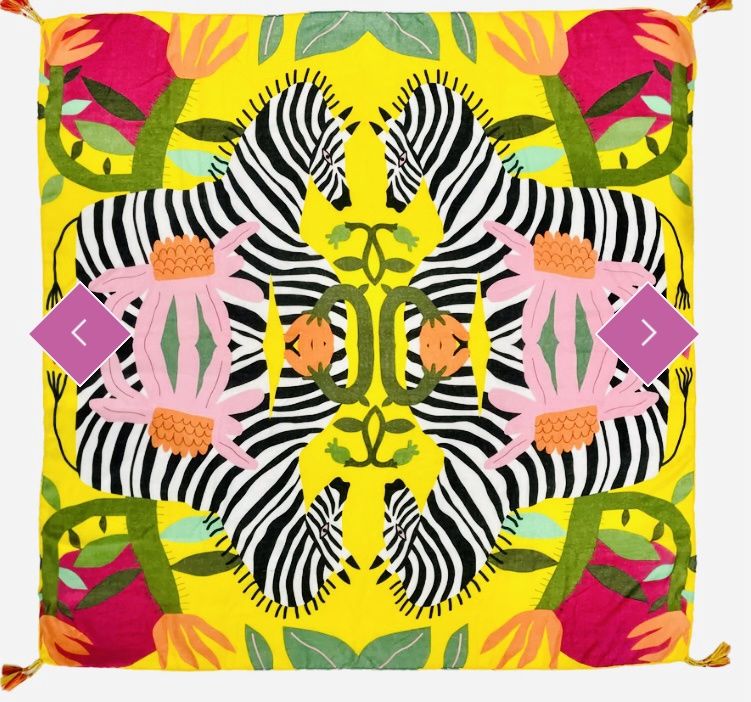Yellow zebra jungle print square scarf