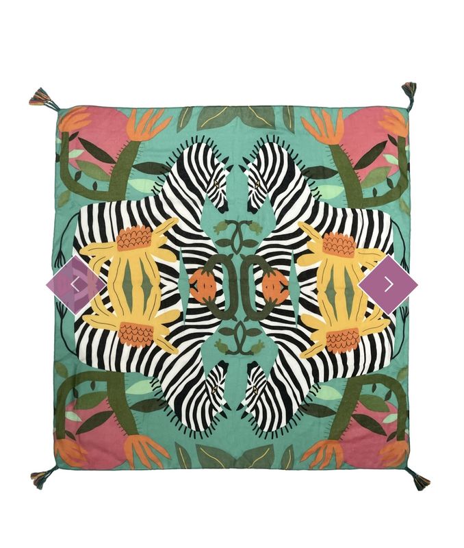Green zebra jungle print square scarf