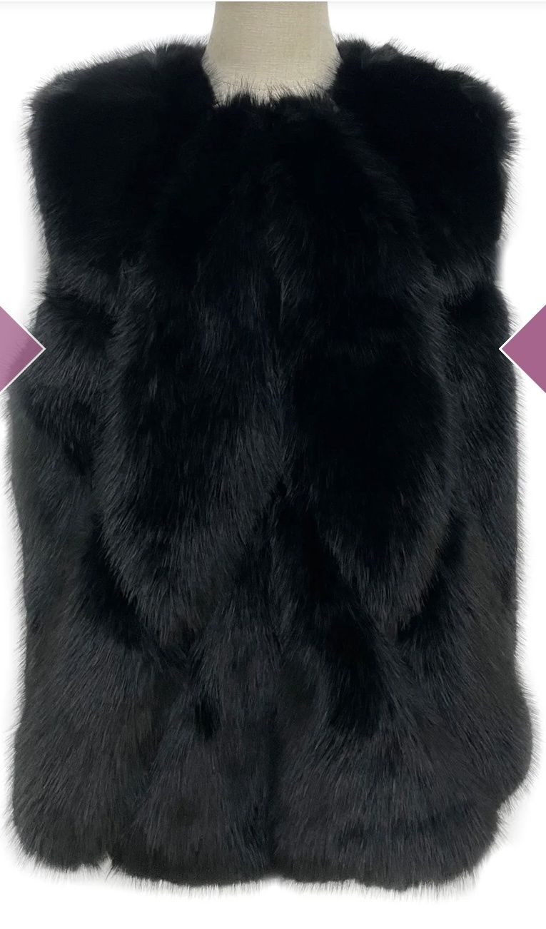 Black faux fur diamond gilet
