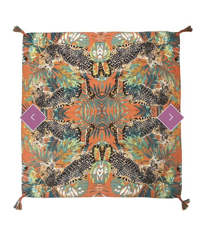 Orange leopard jungle print square scarf