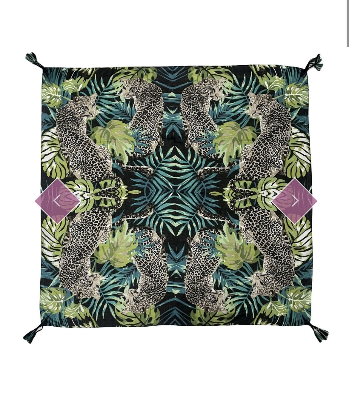 Black leopard jungle print square scarf