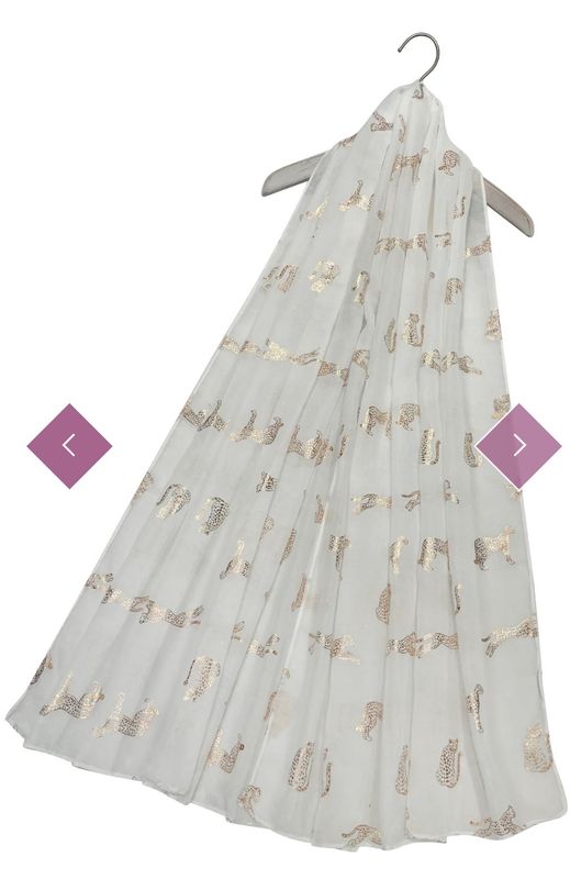 White Leopard rose gold foiled scarf