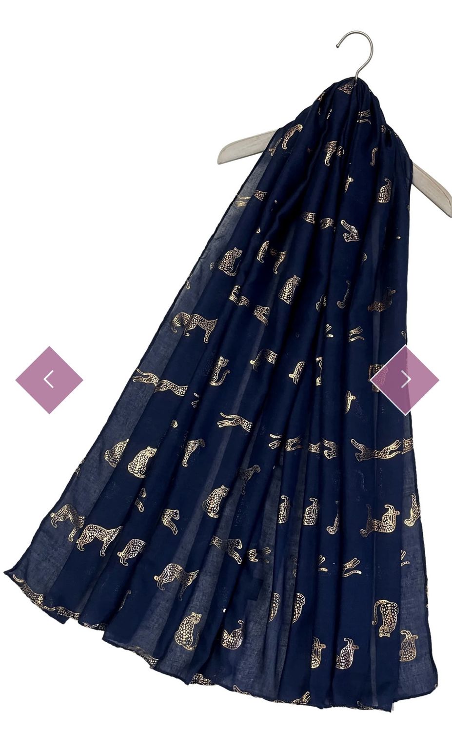 Navy leopard rose gold foiled scarf