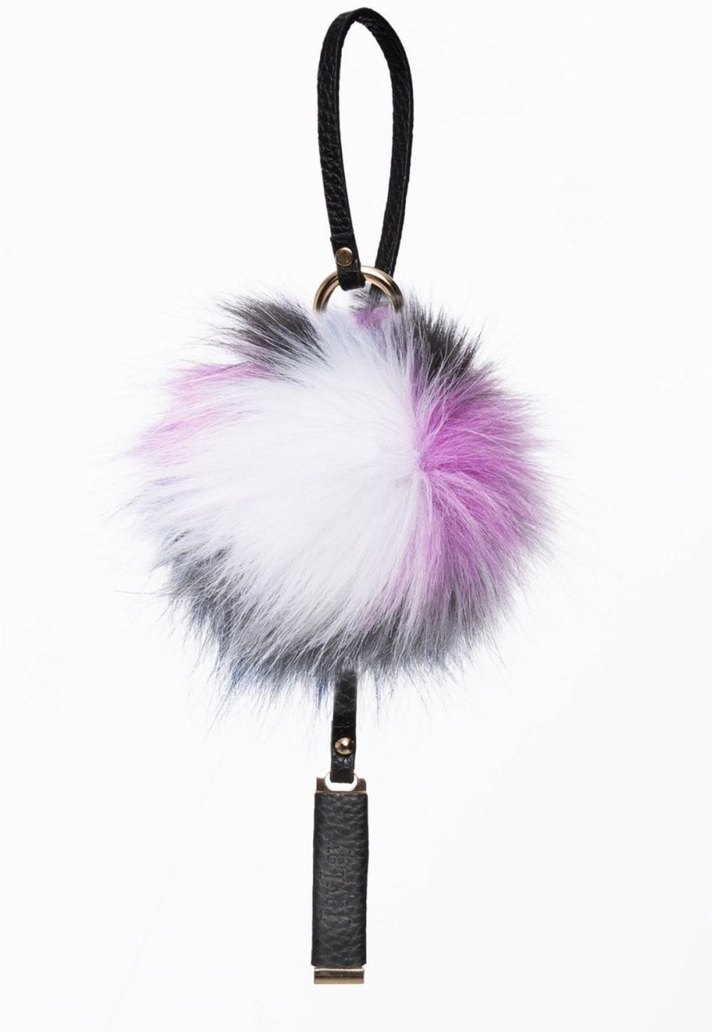 Purple faux fur Pom Pom keyring