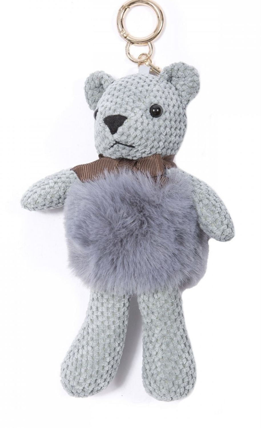 Sage green Teddy faux Fur Keyring