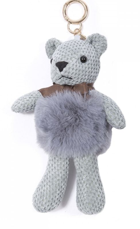 Sage green Teddy faux Fur Keyring