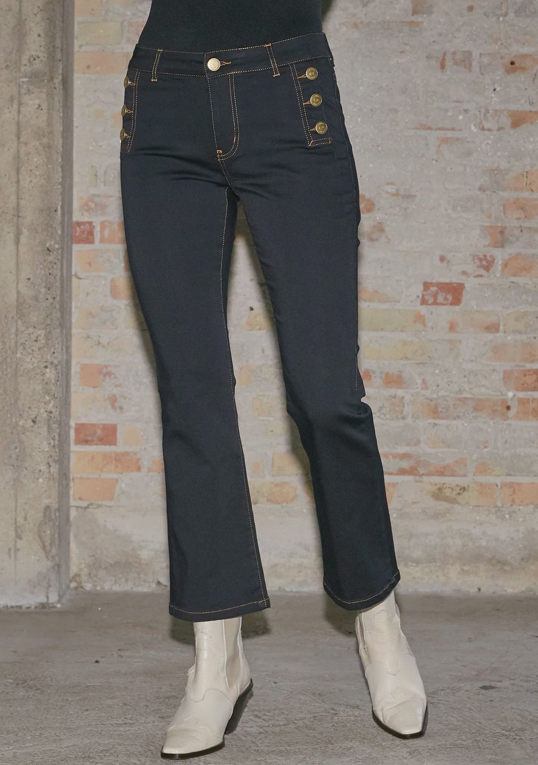 Dark denim Lido button jeans