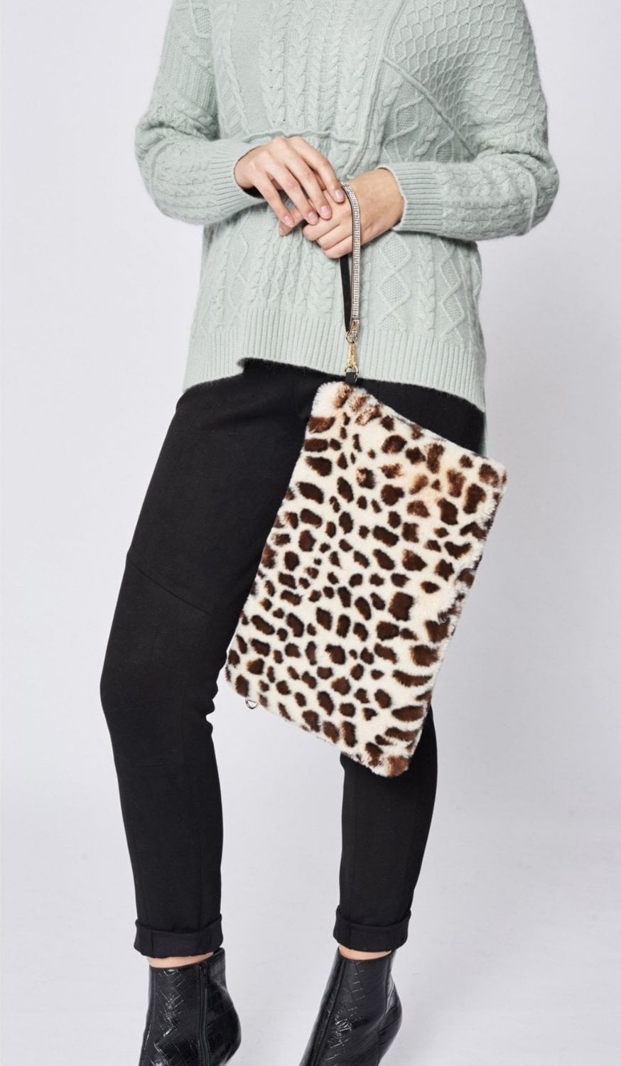 Cream leopard print bag