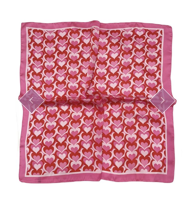 Barbie pink, love heart square scarf