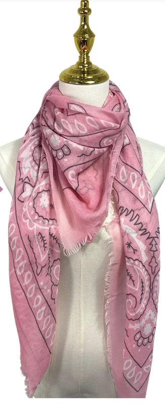 Pink Paisley square scarf