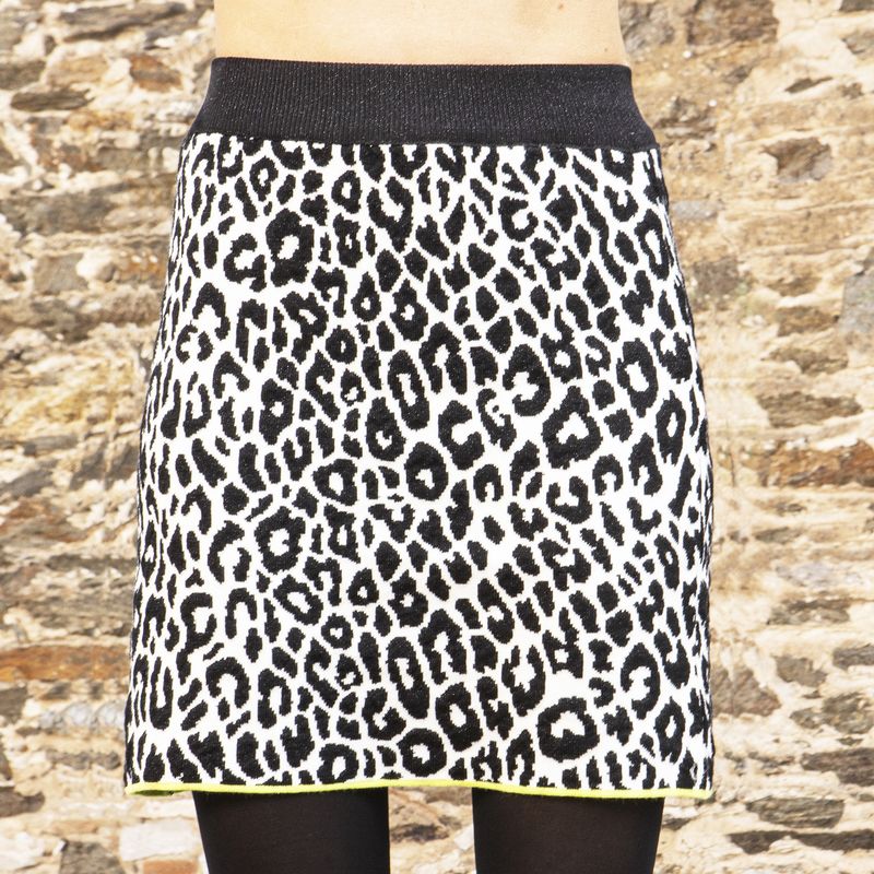Black white leopard print skirt