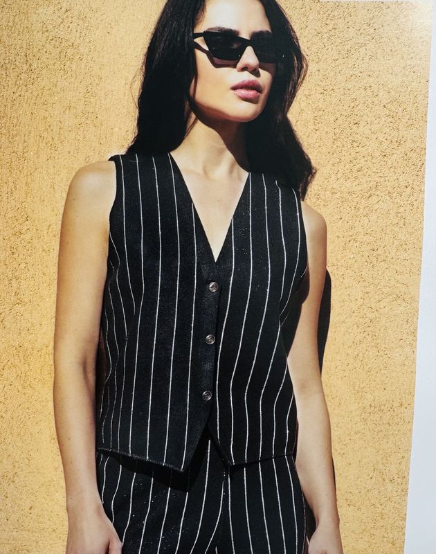 Black pinstripe knitted waistcoat