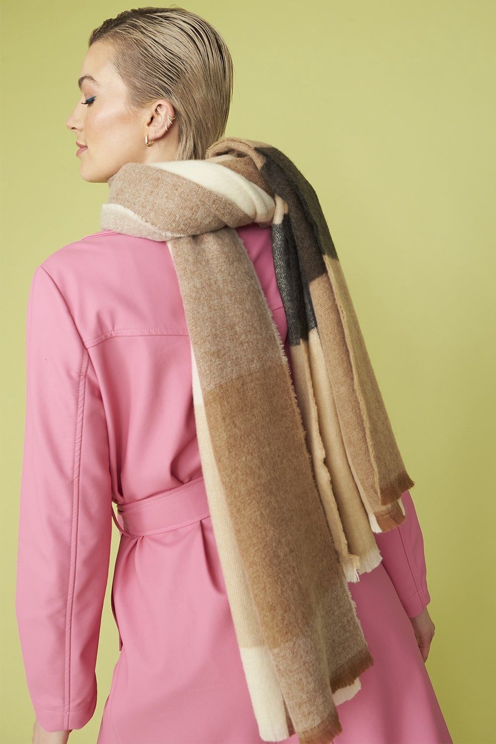 Beige cashmere blend scarf