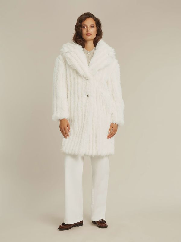BT Alexa cream faux fur coat